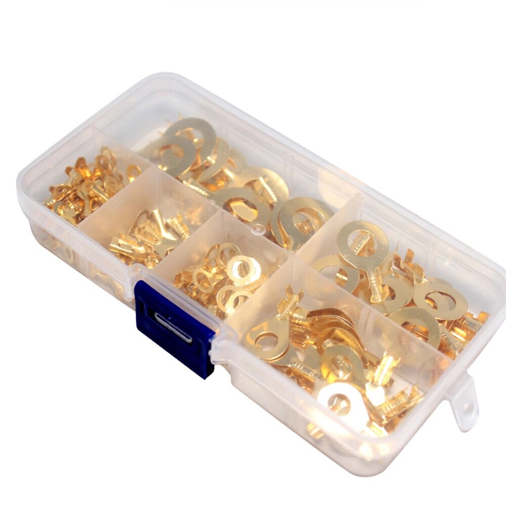 150/300/540 PCS M3/M4/M5/M6/M8/M10 Ring Lugs Eyes Copper Crimp Terminals Cable Lug Wire Connector Non-insulated Assortme - Bangg