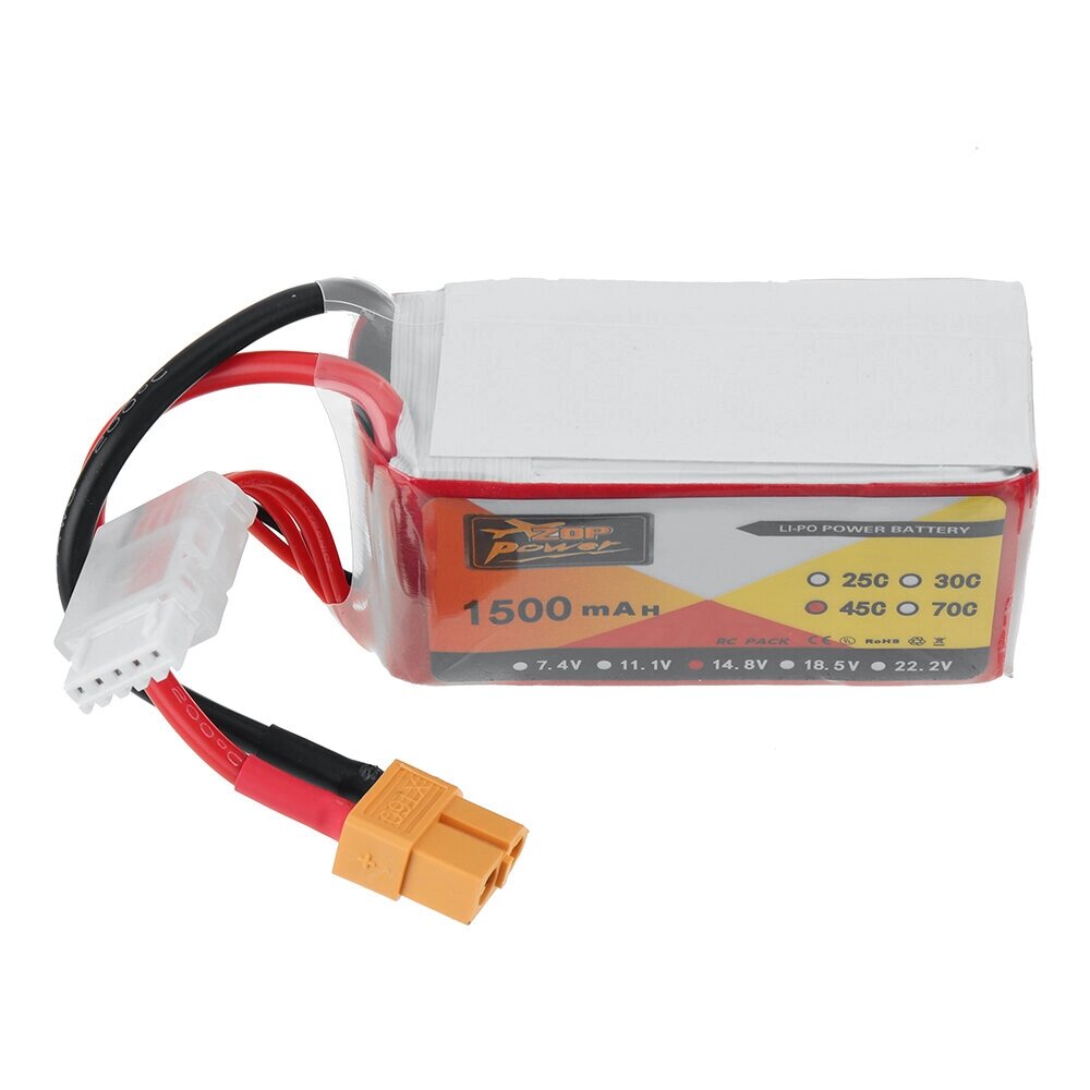 ZOP POWER 14.8V 1500mah 45C 4S lipo батарея разъем XT60 для RC дрон - Андижан