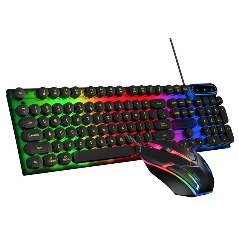 Skylion H600 Wired Gaming Клавиатура And Мышь Set Механический Клавиатура с круглыми колпачками Feel Punk, 1600 dpi, 104 - доставка