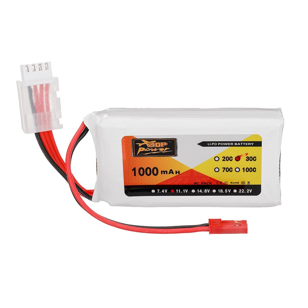 ZOP power 11.1V 1000mah 30C 3S lipo батарея разъем JST для RC дрон - наличие