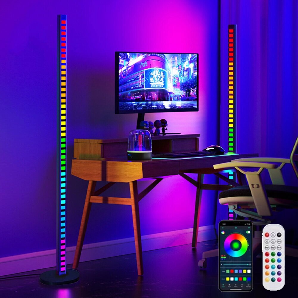 Bluetooth LED Floor Лампа RGBIC Music Synchronized Turn Corner Floor Лампа APP Дистанционное Управление Игровая комната - описание