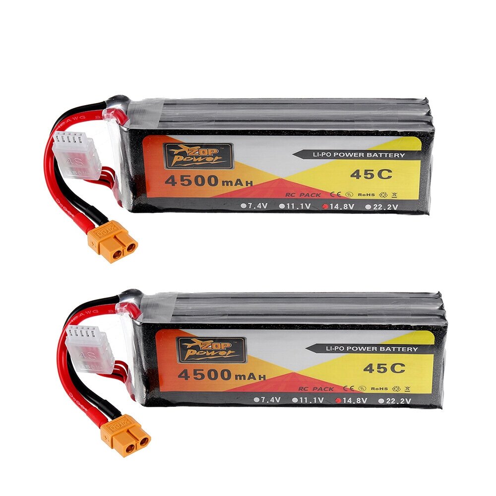 2Pcs ZOP Power 14.8V 4500mAh 4S 45C Lipo Батарея XT60 Plug для RC Авто Лодка Квадрокоптер - распродажа