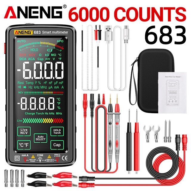 ANENG 683 Smart Мультиметр High-end Touch 6000 Counts Multimetro Test Аккумуляторный мультитестер Тестер напряжения пере - распродажа