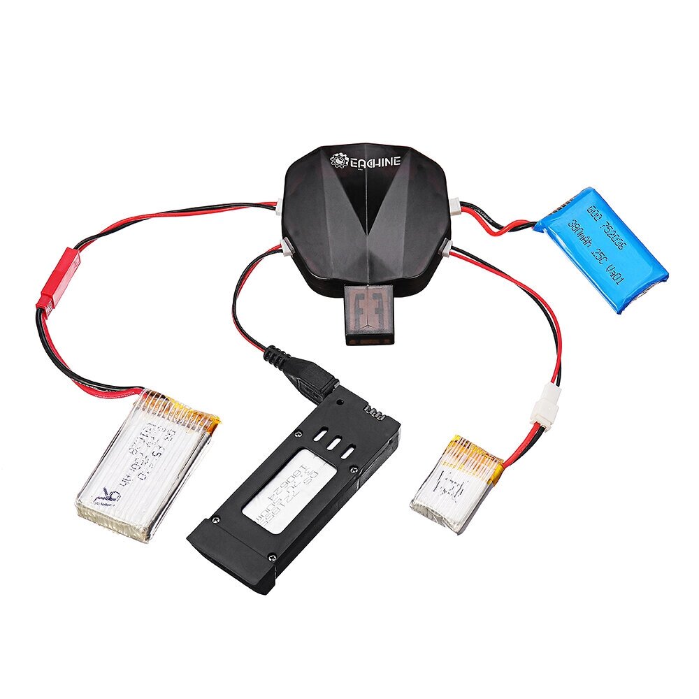 Eachine 4-in-1 1S 3.7V Lipo Батарея Зарядное устройство с 12 зарядным кабелем JST MX2.0 XH2.54 USB для E58 E010 - Bangg