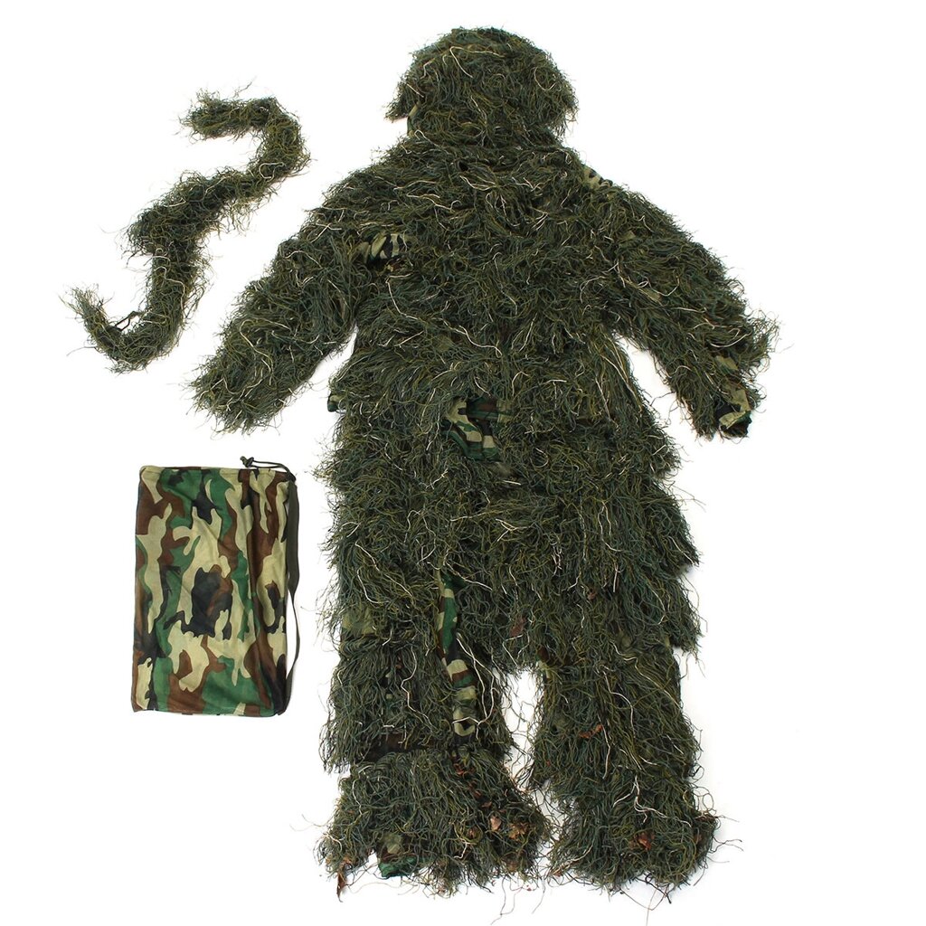 Ghillie Suit Camo 3D Лесной Камуфляж Лесная Охота Скрыть Кемпинг Одежда 5 Шт. Сумка - доставка