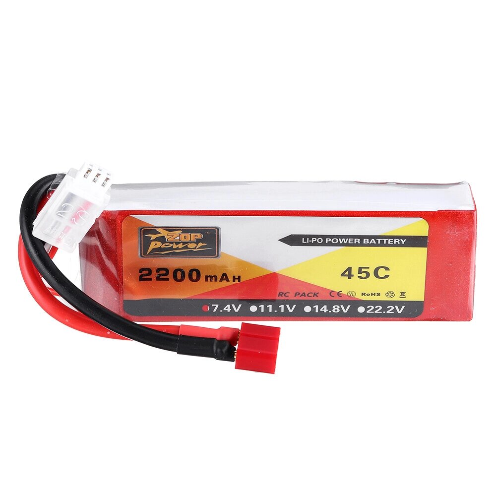 ZOP Мощная 7.4v 2200mah 45c Lipo батарея т-штекер - акции