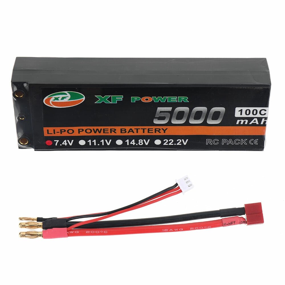 XF POWER 7.4V 5000mah 100C 2S lipo battery T deans plug for RC drone - характеристики