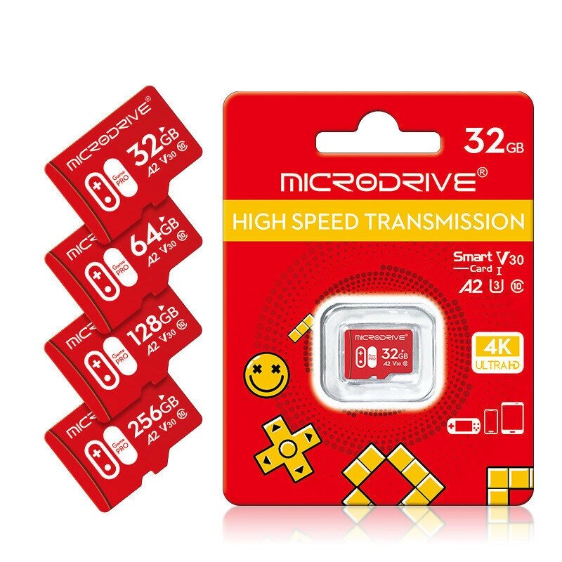 SD-карта Microdrive TF 256 ГБ 128 ГБ 64GB 32GB Flash Карта памяти C10 Высокоскоростная карта SDXC SDHC для игровой консо - розница