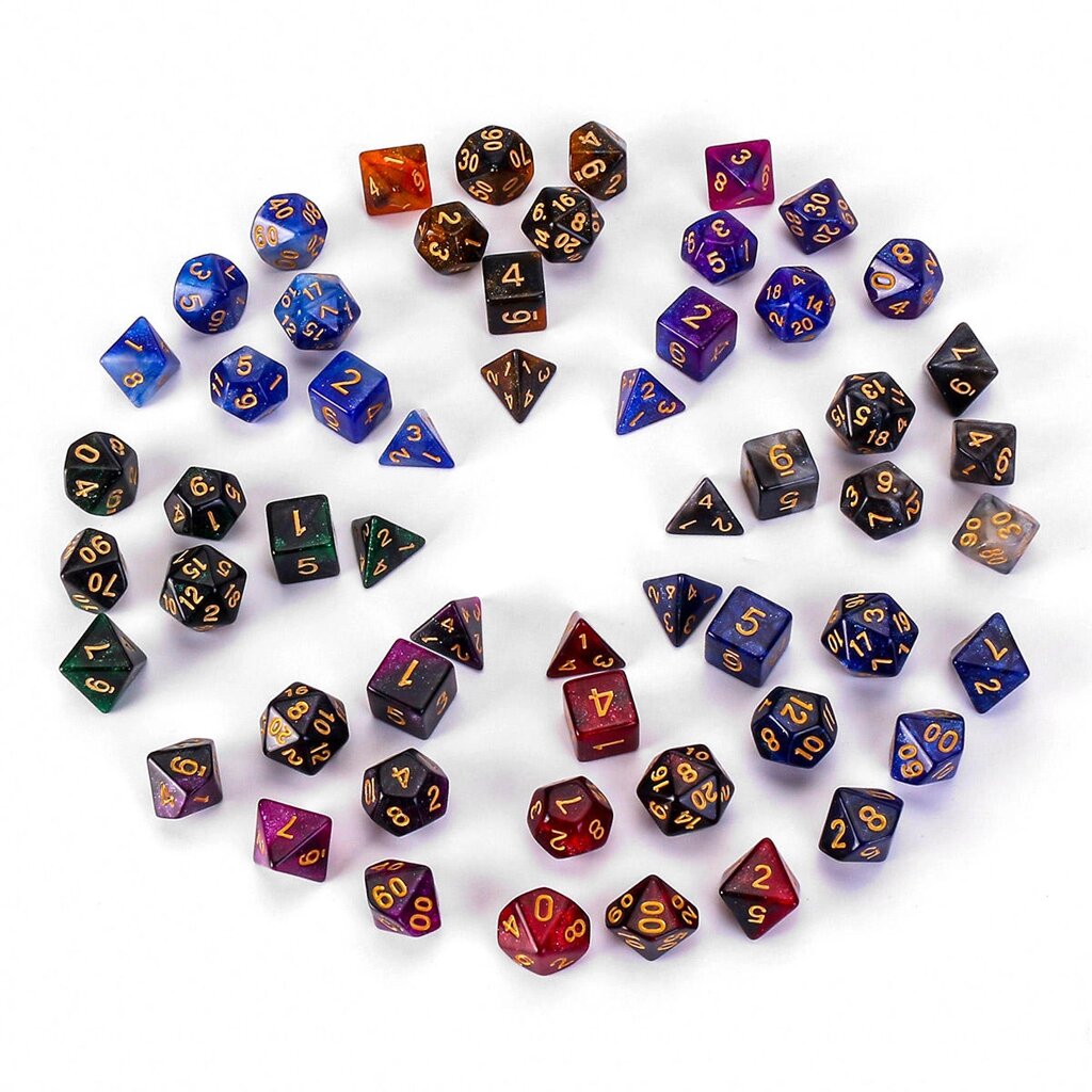 7 шт. многогранные кубики Galaxy для игр Dungeons Dragons D20 D12 D10 D8 D6 D4 + сумка - Андижан