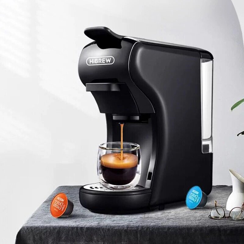 HiBREW Н1А Кофемашина Expresso 3 в 1, совместимая с молотым кофе Dolce Gusto, 220–240 В, 1450 Вт, быстрый нагрев, автома - Bangg