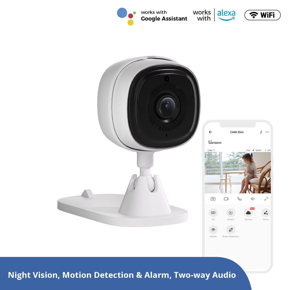 SONOFF CAM Тонкий Wi-Fi Smart Security камера 1080P HD Двустороннее аудионаблюдение Автоматическое отслеживание движения - акции