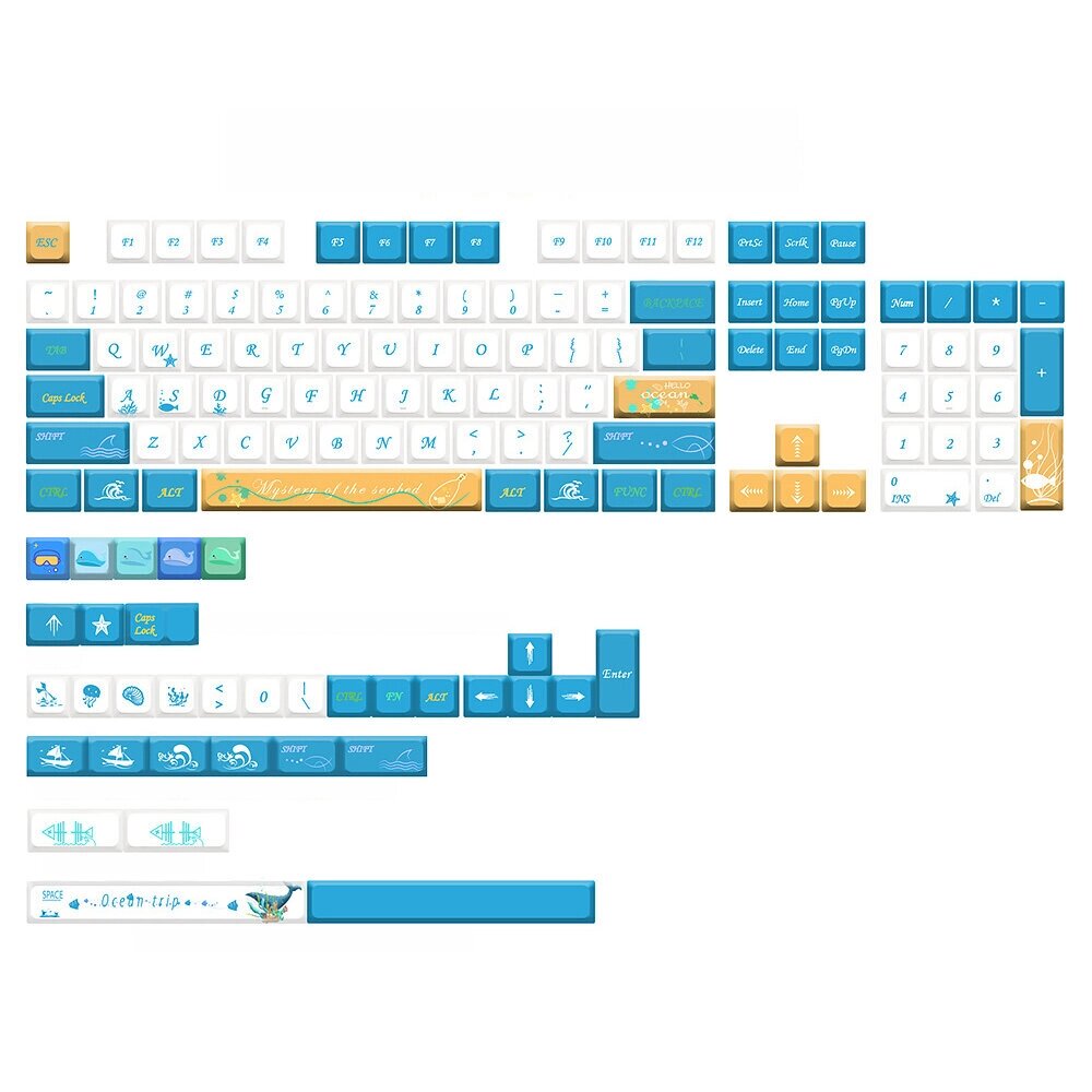 JSJT 137 ключей Ocean Trip PBT Keycap Set XDA Profile Пятисторонняя сублимация Custom Keycaps для клавиатур Механический - сравнение