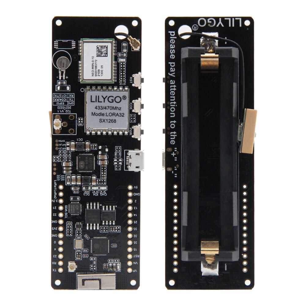 Lilygo T-beam GPS NEO-M8n V1.1 IPEX ESP32 LORA wifi wireless bluetooth модуль 18650 батарея держатель - выбрать