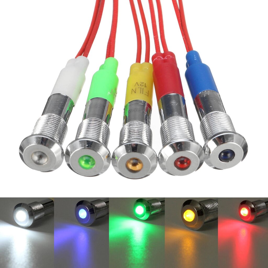 12V 6mm Водонепроницаемы LED Светодиодный индикатор предупреждающего сигнала панели приборов для Авто Лодка - заказать