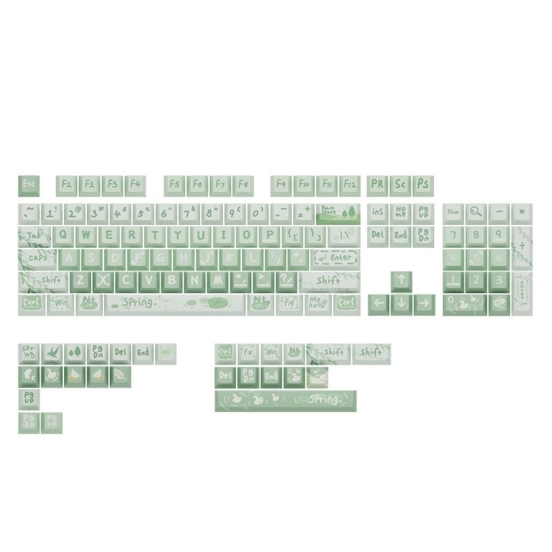 133 Keys Spring Outing PBT Keycap Set Cherry Profile Зеленые сублимационные колпачки для клавиатур Механический - доставка