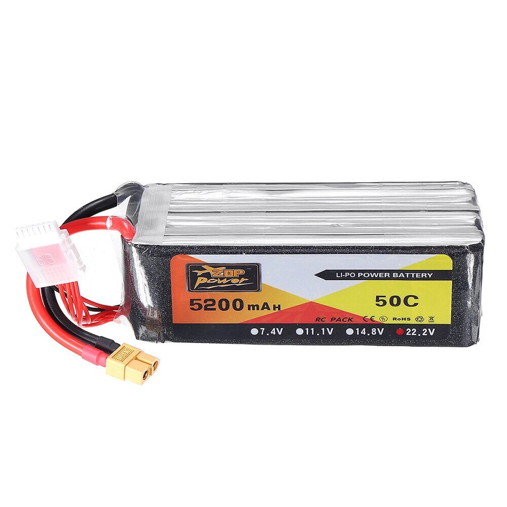 ZOP POWER 22.2V 5200mAh 50C 6S Lipo Батарея с разъемом XT60 для моделей RC - скидка