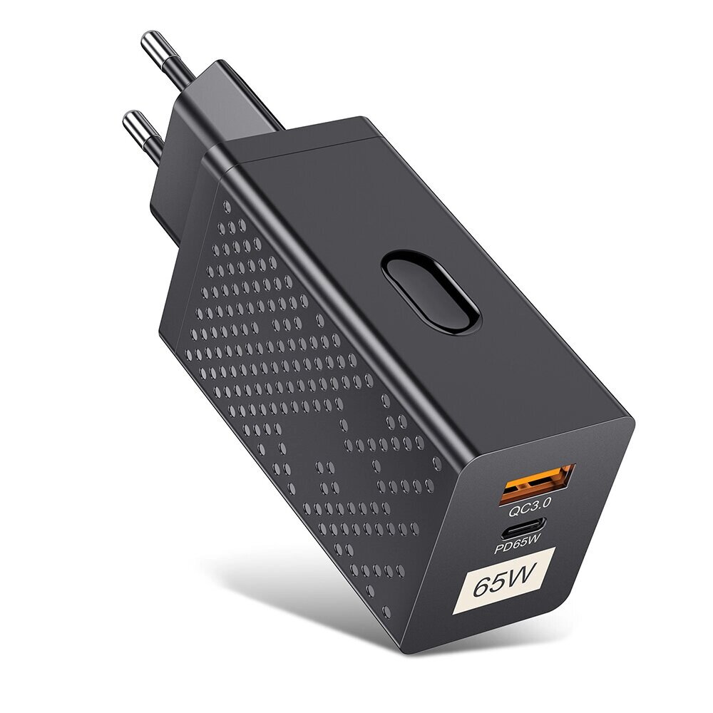 [Gan tech] uslion PD65W 2-портовое зарядное устройство USB PD USB-A+USB-C PD QC3.0 SCP FCP AFC PPS адаптер настенного за - скидка