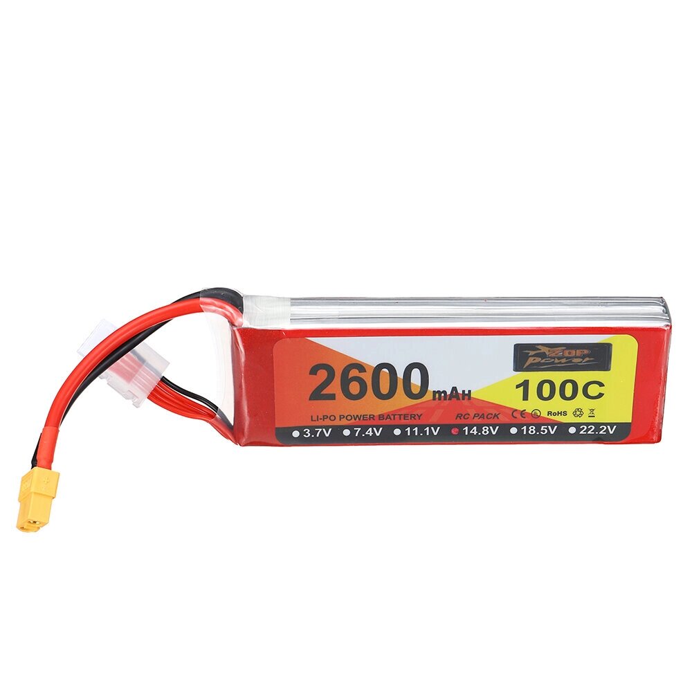 ZOP power 14,8 в 2600 мач 100C 4S lipo батарея разъем XT60 для RC дрон - розница