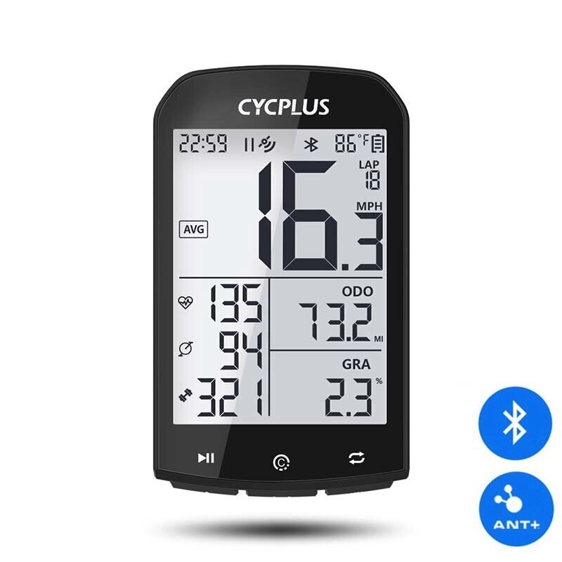 CYCPLUS M1 GPS Велокомпьютер Беспроводной с Bluetooth 4.0 ANT+ Скоростемер Водонепроницаемый ЖК-подсветка велосипедный о - обзор