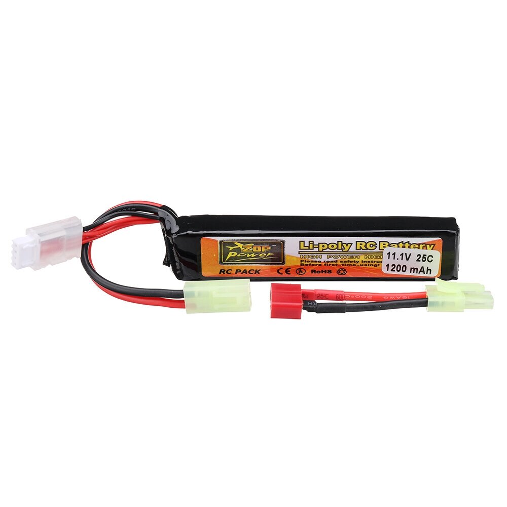 ZOP Power 11.1V 1200mAh 25C 3S LiPo Батарея Штекер Tamiya с T Plug Адаптерным кабелем для RC Авто - скидка