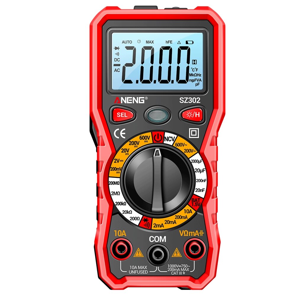 ANENG СЗ302 Цифровой Мультиметр AC/DC Voting Current Автоматический тестер Детектор NCV Сопротивление Ом Амперметр Измер - гарантия