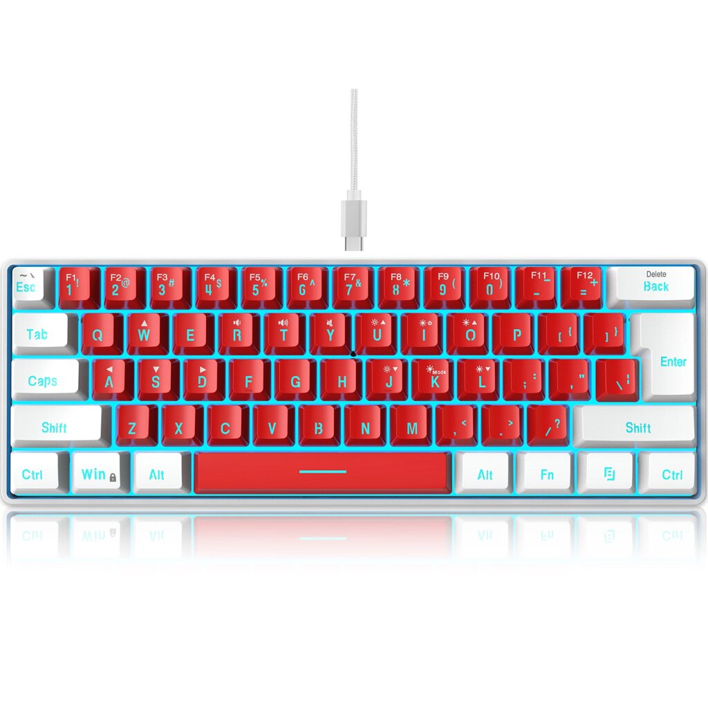 HXSJ 61key Мини игровая клавиатура ISO Layout. RGB Подсветка ABS Материал USB Проводная мембранная клавиатура для WIN - распродажа