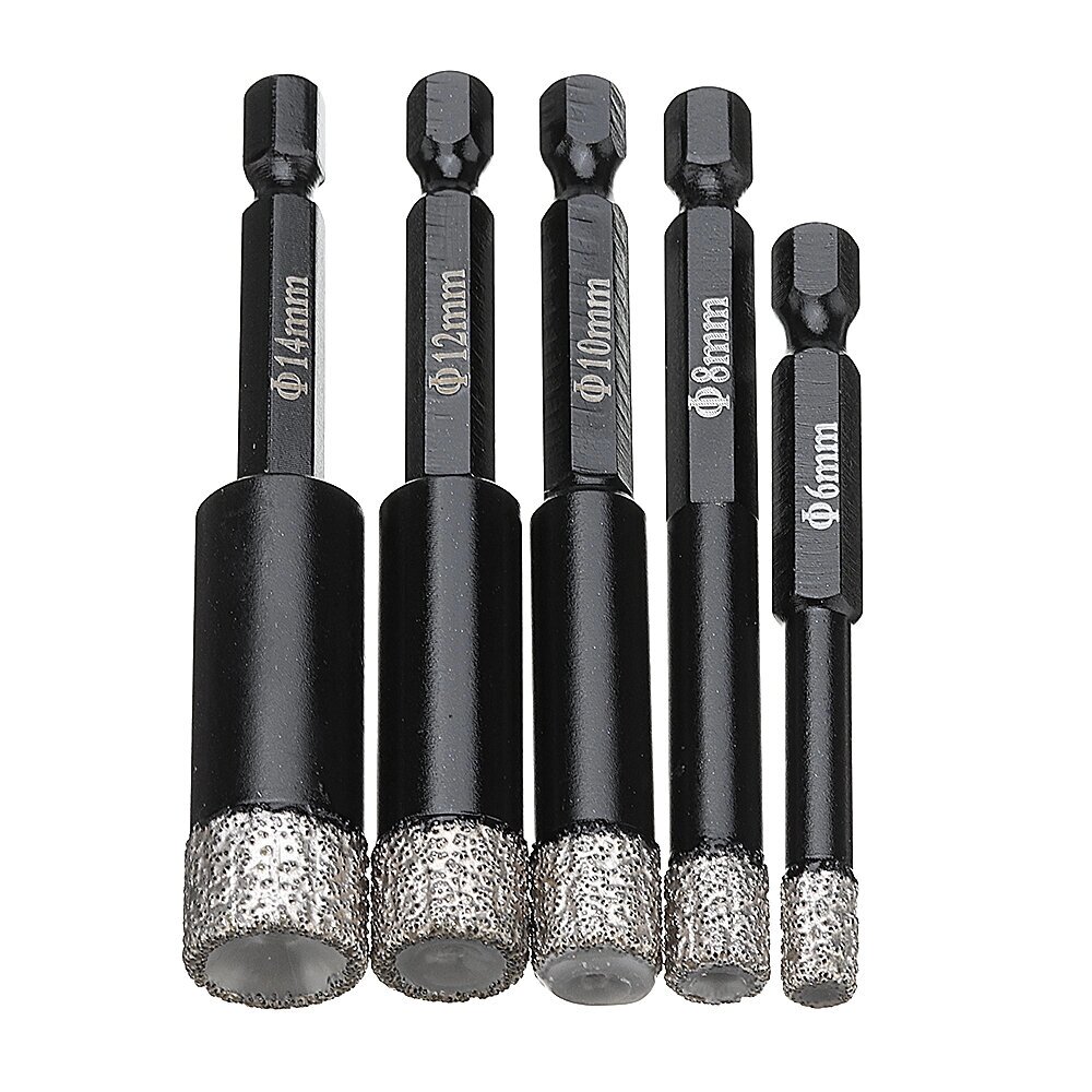 Drillpro 6-14mm Vaccum Brazed Diamond Dry Drill Bits Hole Saw Cutter for Granite Marble Ceramic Tile Glass - гарантия