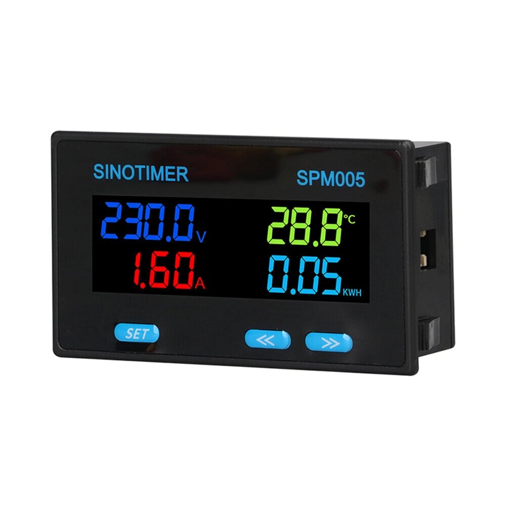 SINOTIMER SPM005 Многофункциональный измеритель мощности Высокая точность LCD Дисплей Измеряет напряжение Ток Температур - описание