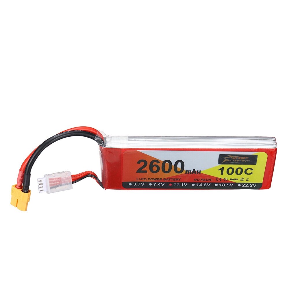 ZOP power 11.1V 2600mah 100C 3S lipo батарея разъем XT60 для RC дрон - обзор