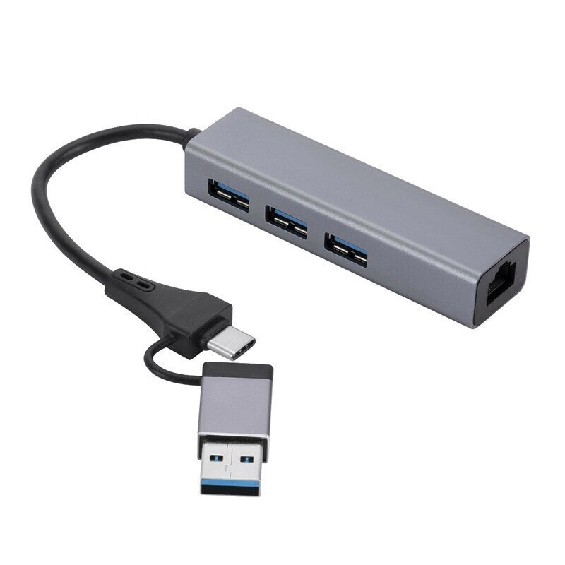 МННВУУ USB/Type-C Док-станция USB-концентратор-разветвитель-адаптер с USB3.0 * 3 RJ45 для портативных ПК - розница