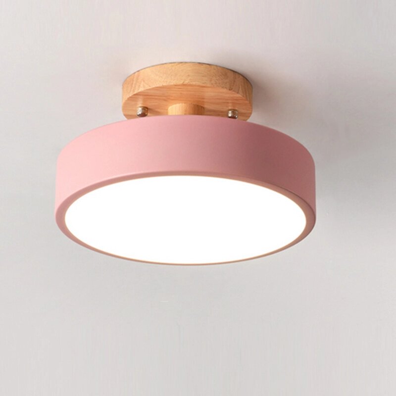 Nordic Ceiling Лампа Macaron Wooden LED Потолочный светильник Современный круглый металлический потолок Лампа Для украше - доставка