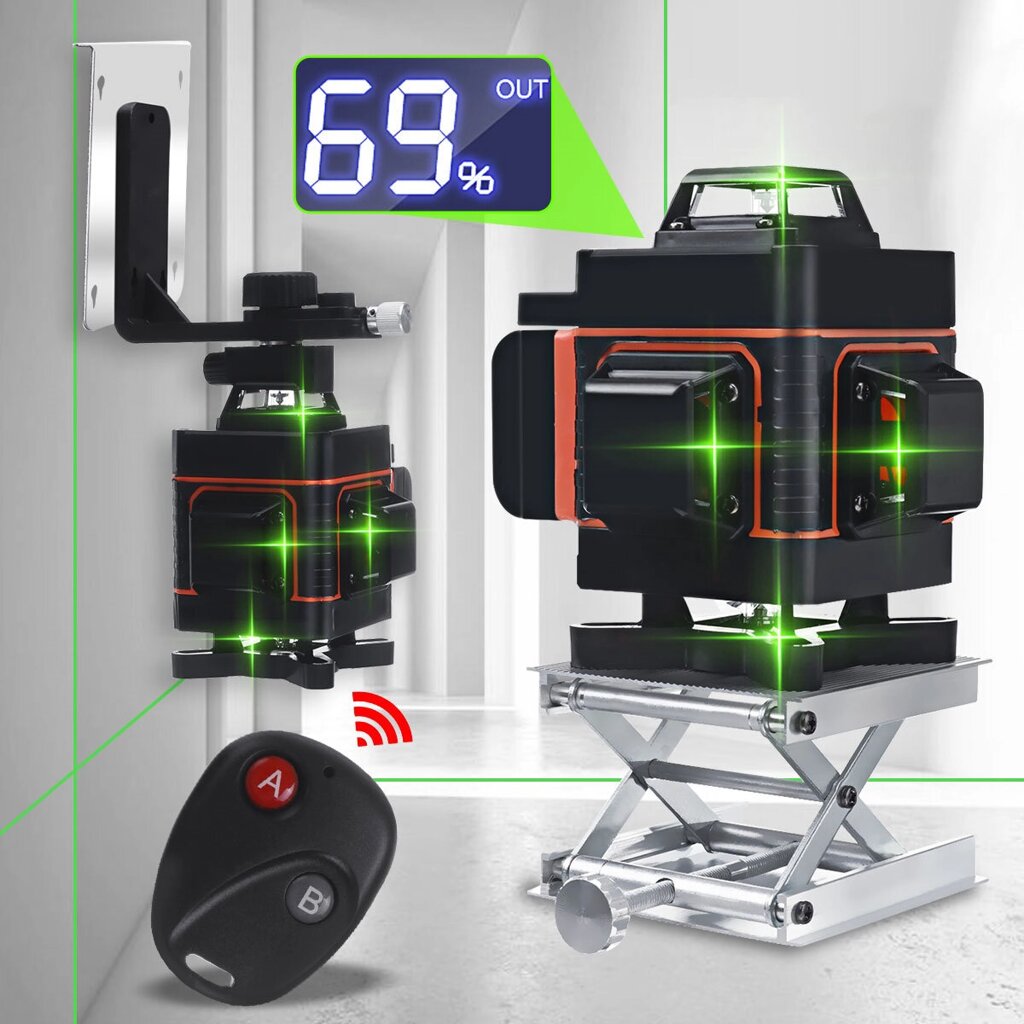 8/12/16 Line Digital Лазер Level Green Light Self Leveling 360 ° Поворотный - заказать