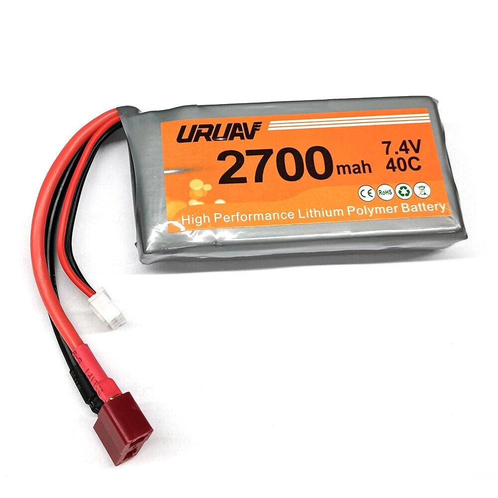 URUAV 7,4 в 2700 мач 40C lipo батарея T plug для wltoys 12427 12428 12423 feiyue FY03 FY01 FY02 FY08 RC авто запчасти - доставка