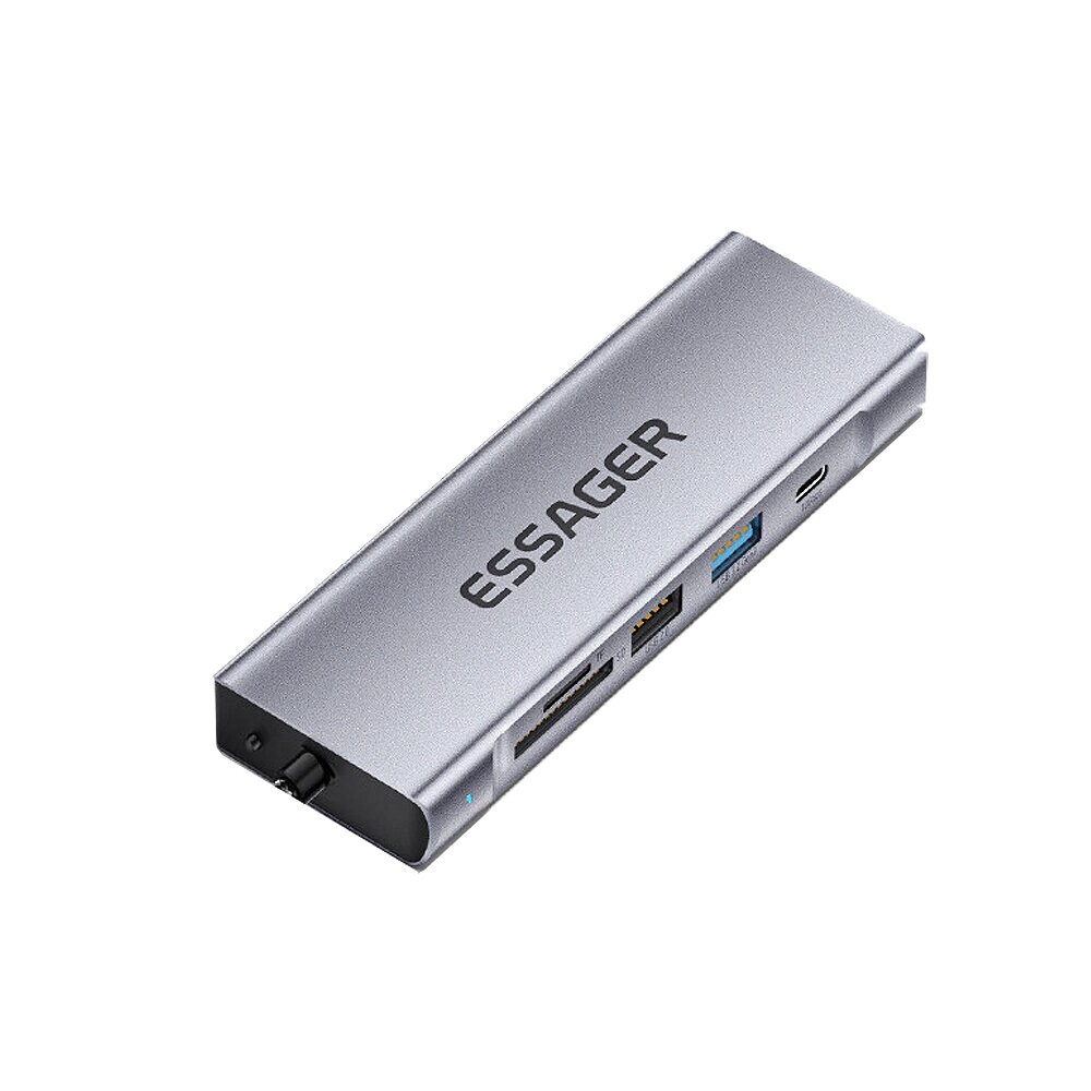 Essager эс-та08 8 в 1 тип-c док-станция USB2.0 USB3.2 gen2 PD100W 10 гбит/с USB-c 4K@30hz HDMI слот для чтения карт памя - наличие