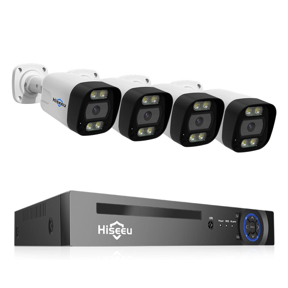 Hiseeu 8CH PoE Security CCTV камера Комплект системы Colorful Приложение ночного видения для двусторонней аудиосвязи Дис - скидка