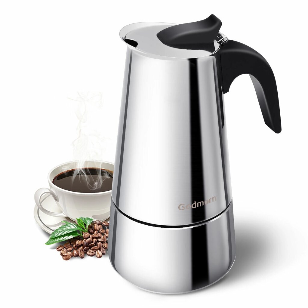 Кофеварка для эспрессо Godmorn Stovetop Moka Pot 450 мл/15 унций/9 чашек Classic Кофеварка для кафе из нержавеющей стали - наличие