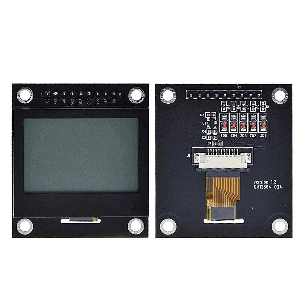 12864 LCD Дисплей Экран 12864-03A Модуль последовательного порта с точечной матрицей SPI с железной рамой - обзор