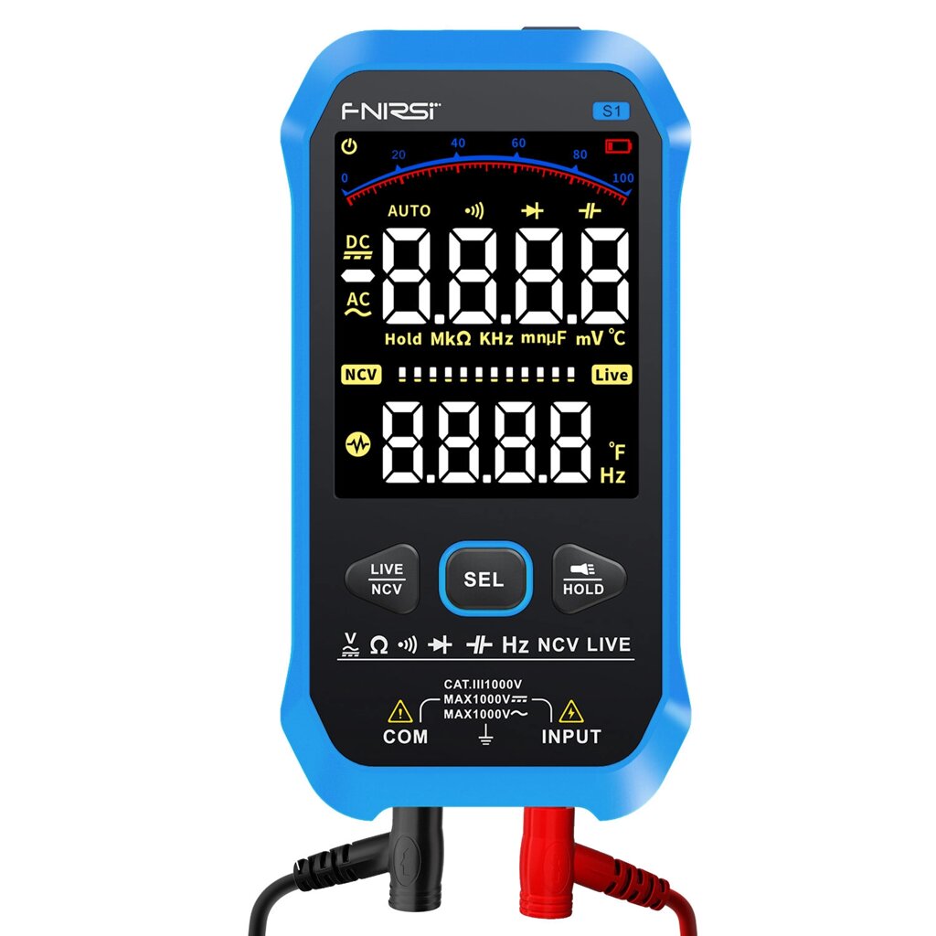 FNIRSI-S1 9999 Counts Digital Мультиметр AC DC Voltage Resistance Capacitance Diode NCV Hertz Live Wire Tester with Ther - описание