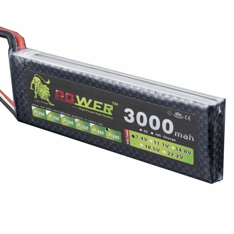 LION Power 7.4V 3000mAh 60C 2S Lipo Батарея Разъем XT60 для FPV Racing Дрон - Андижан