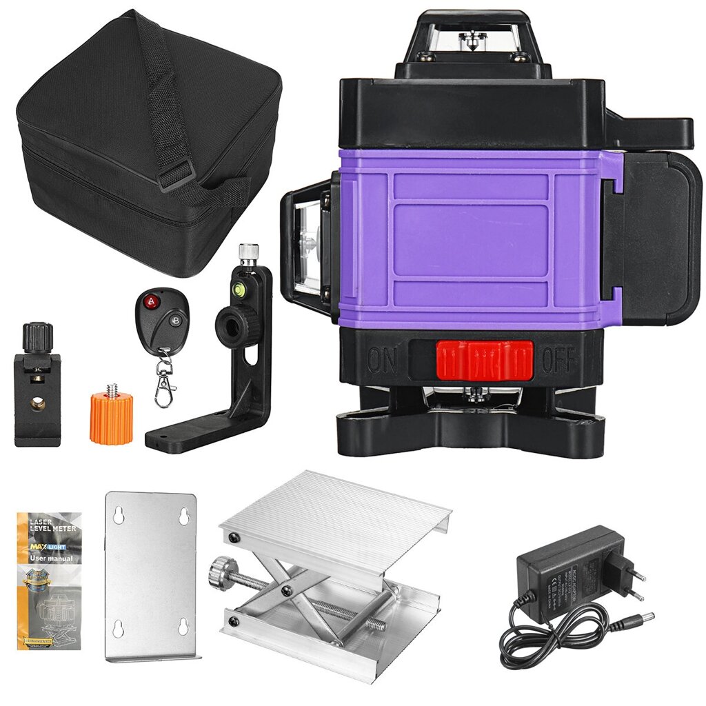 16 Line 4D Green Light Лазер Auto Self Spirit Levels 360 ° Rotary Cross Measure Инструмент - распродажа