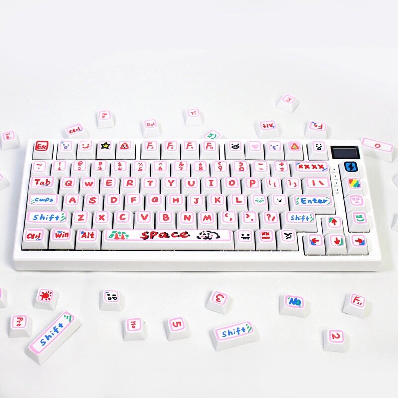 126 клавиш граффити PBT Keycap Set XDA Profile Sublimation Cute Anime Custom Keycaps для Механический клавиатур - розница