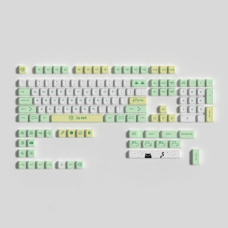 133 клавиши Green Meow PBT Keycap Set XDA Profile Sublimation Keycaps для клавиатур Механический - гарантия