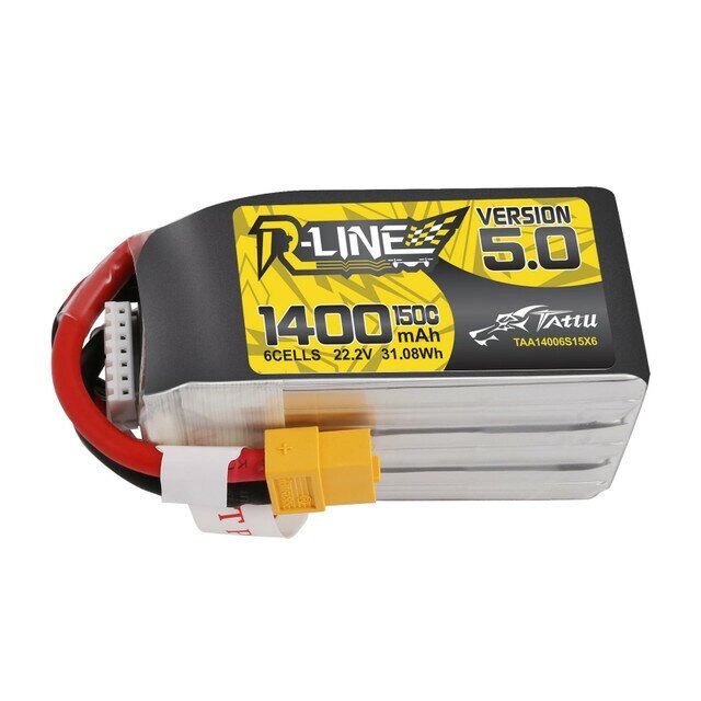 TATTU R-line версия 5.0 22,2 в 1400 мач 150C 6S lipo батарея XT60 штекер для RC дрон - описание