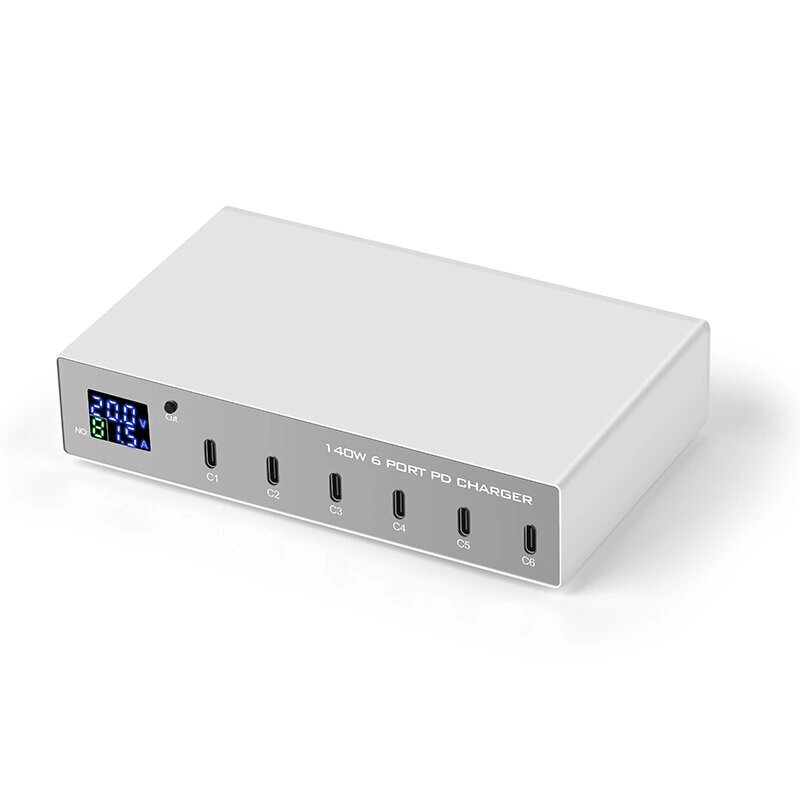 WLX-X6P 6-портовое зарядное устройство USB PD 140 Вт 6  USB-C PD3.0 QC3.0 2.0 FCP AFC Настольная зарядная станция для б - заказать