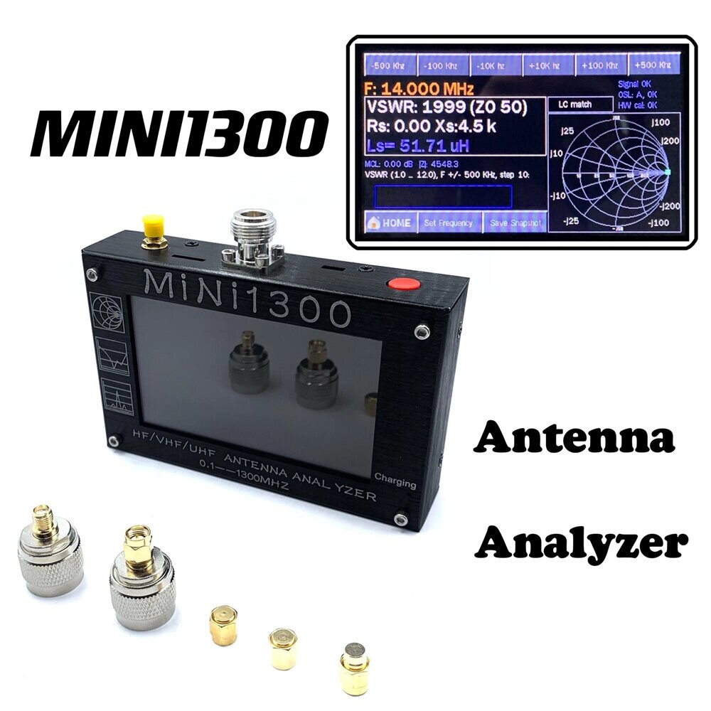 HF/VHF/UHF Mini1300 Антенна Анализатор Антенна Анализатор 0,1–1300 МГц Измерение S-параметров Анализатор импеданса Корпу - выбрать