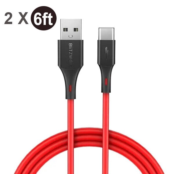 [2 шт. Blitz. Wolf BW-TC15 3A QC3.0 Кабель для быстрой зарядки USB Type-C Шнур для быстрой зарядки и передачи данных, дл - гарантия