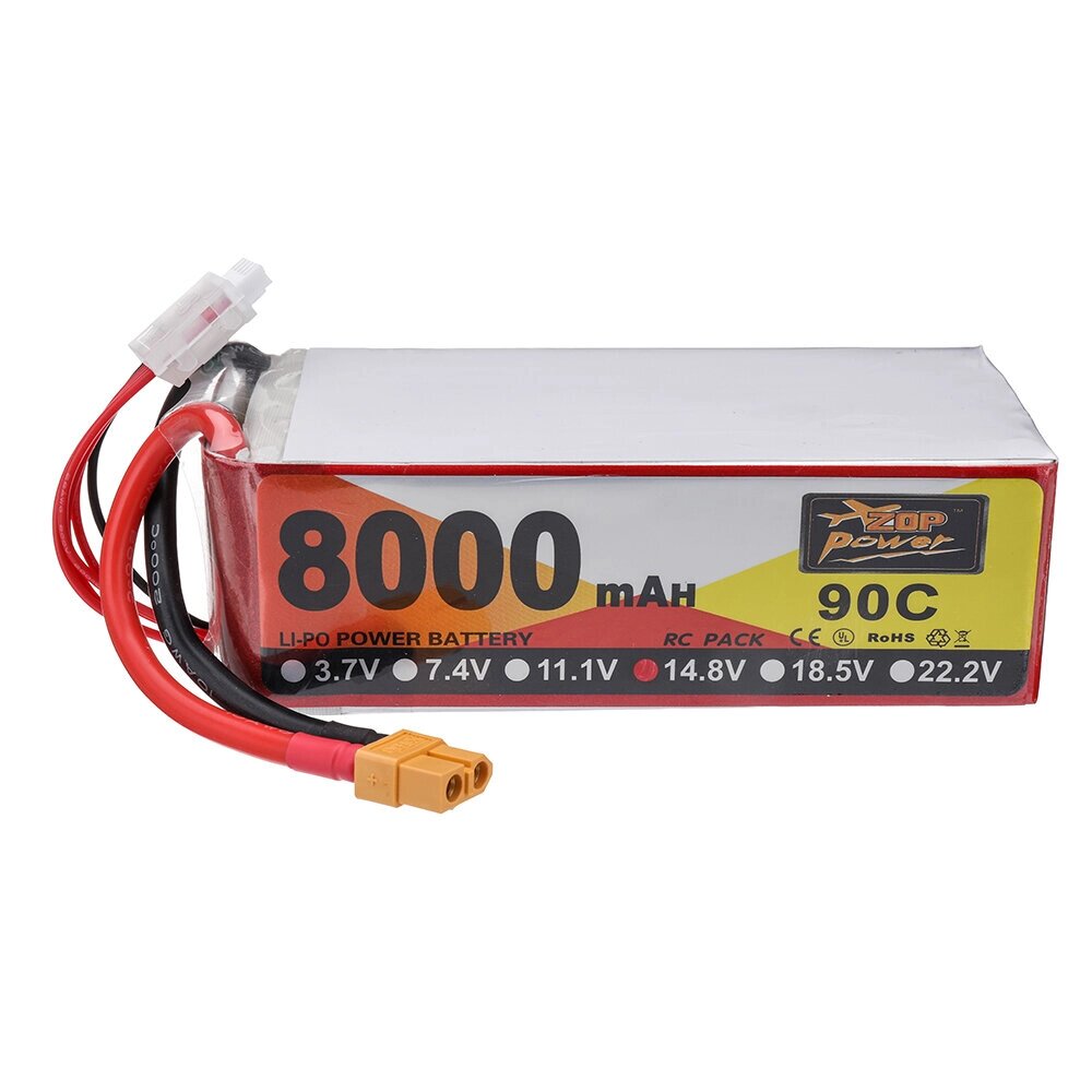 ZOP POWER 14.8V 8000mah 90C 4S lipo батарея разъем XT60 для RC дрон - характеристики