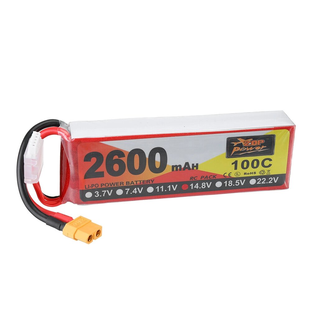 ZOP Power 14.8V 2600mAh 100C 4S Lipo Батарея XT60 Разъем для RC Racing Дрон - интернет магазин