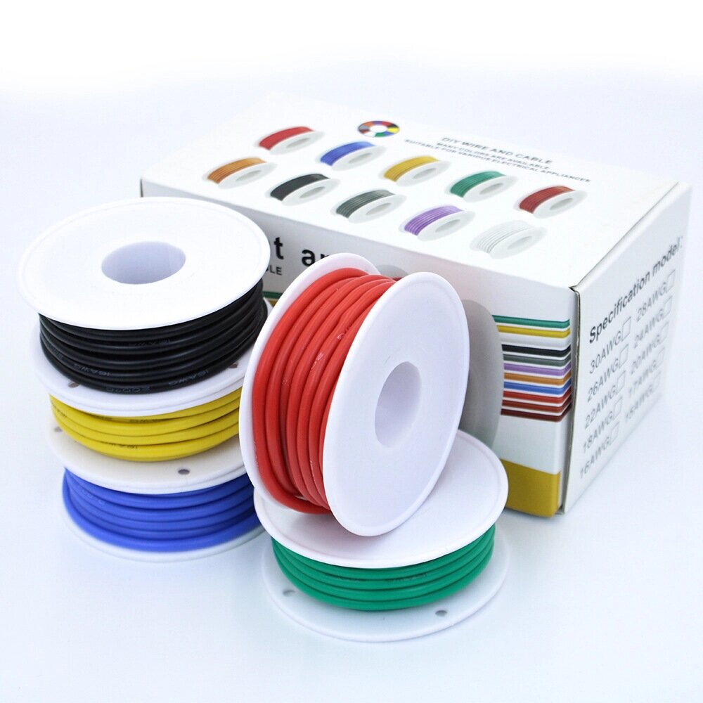 30AWG Flexible Silicone Wire and Cable 5 Colors in a Box Mixed Wire Tinned DIY High Quality Pure Copper Line - описание