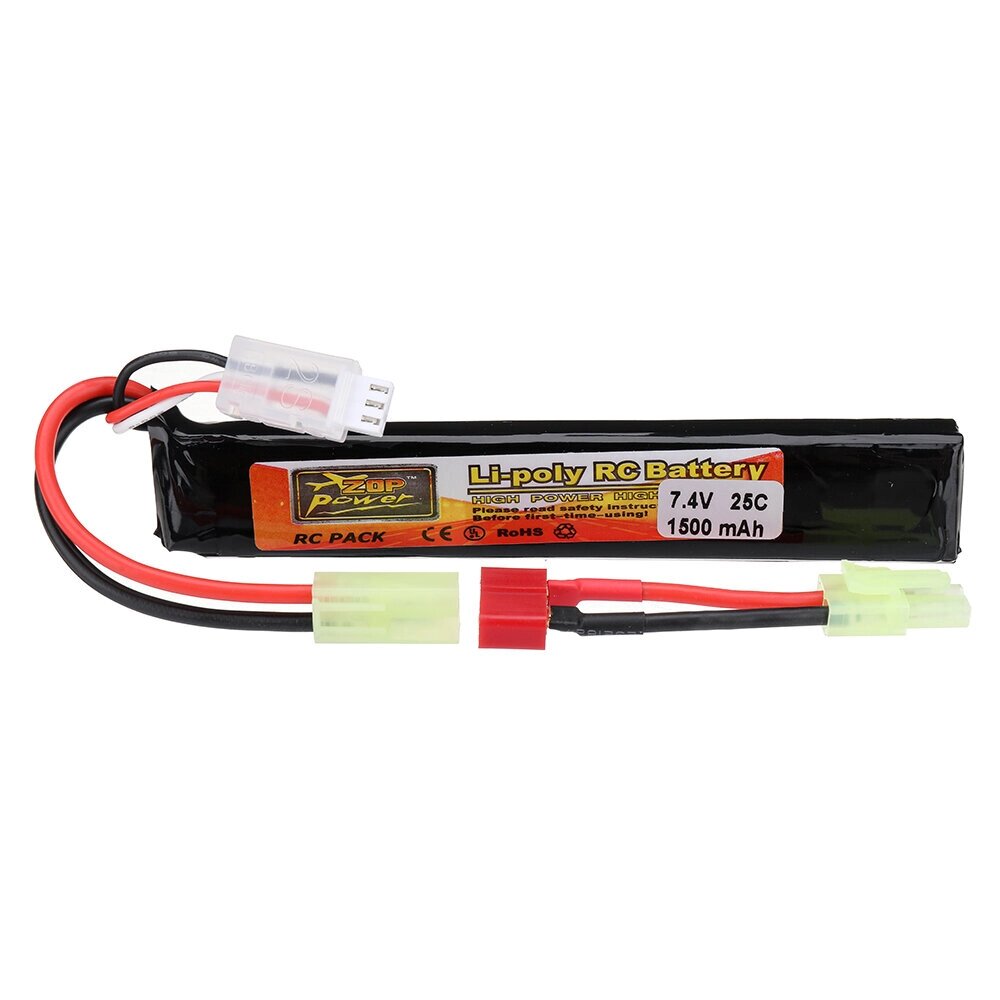 ZOP Power 7,4 В 1500 мАч 25C 2S LiPo Батарея Штекер Tamiya с T Plug Переходным кабелем для RC Авто - скидка